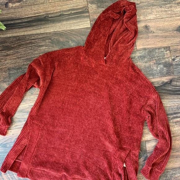 Chenille Hoodie dark burnt orange - Picture 2 of 3